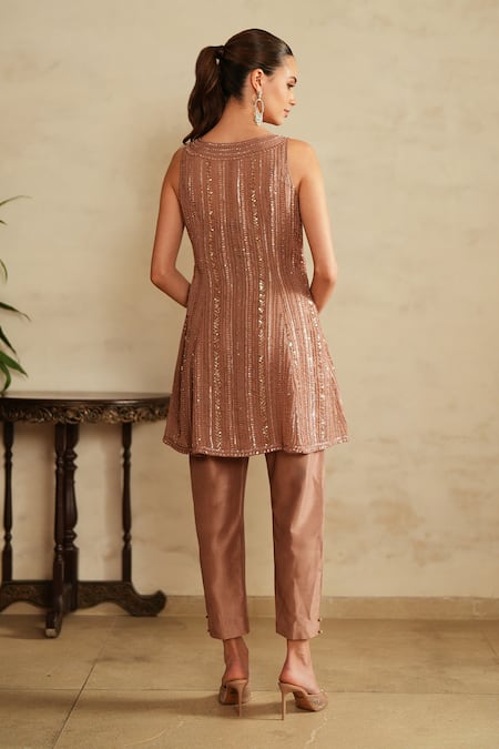 Saisha Brown Embellished Kurta Set 