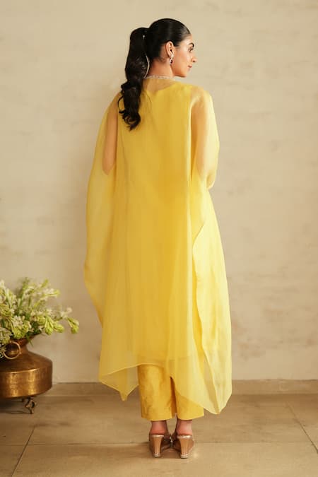Saisha Lemon Yellow Kaftan Set 