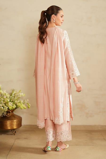Saisha Baby Pink Chanderi Silk Kurta Set 