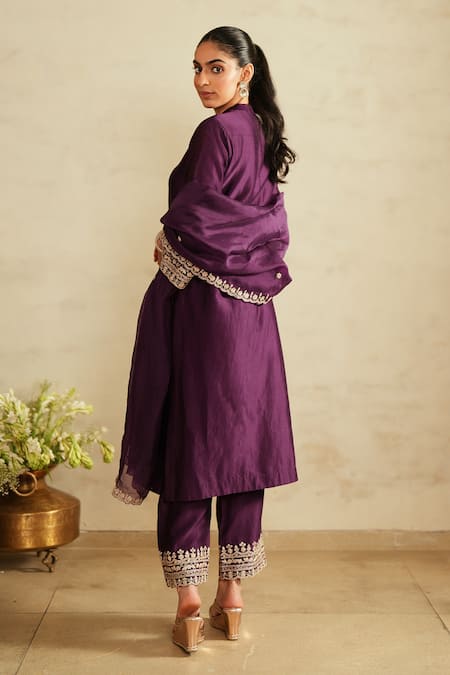 Saisha Purple Chanderi Silk Kurta Set 