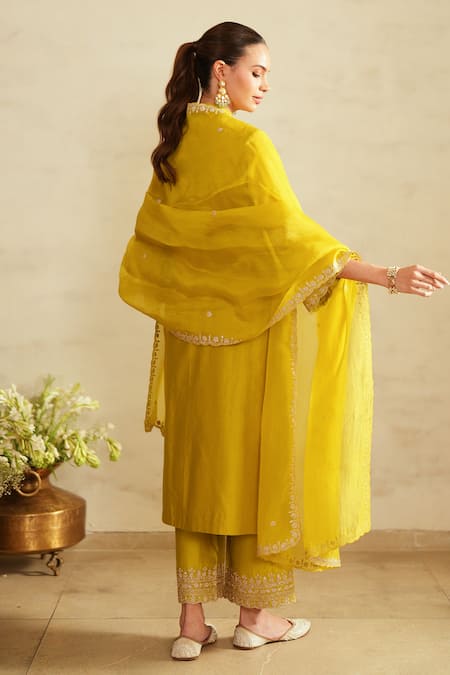 Saisha Lime Green Chanderi Silk Kurta Set 