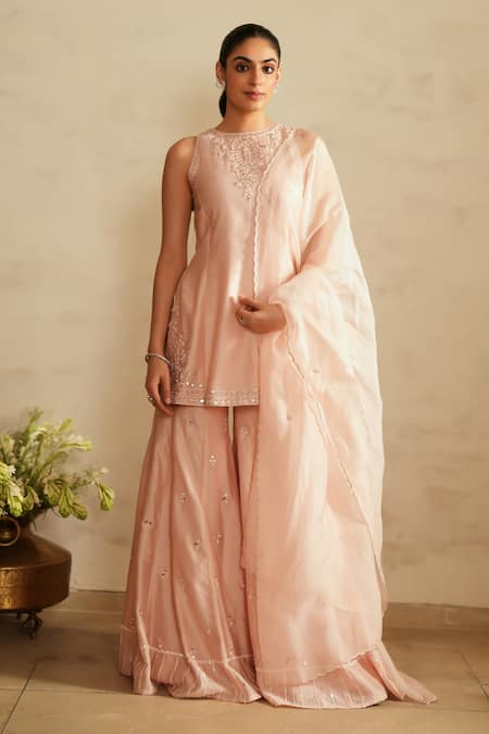 Saisha Baby Pink Chanderi Silk Kurta Set 
