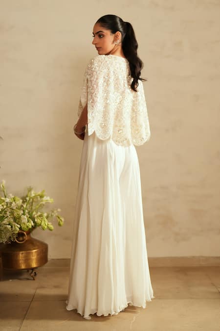 Saisha Ivory Organza Sharara Set  