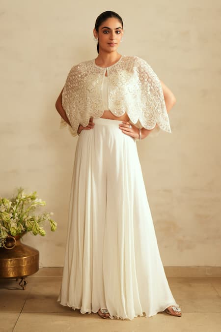 Saisha Ivory Organza Sharara Set  