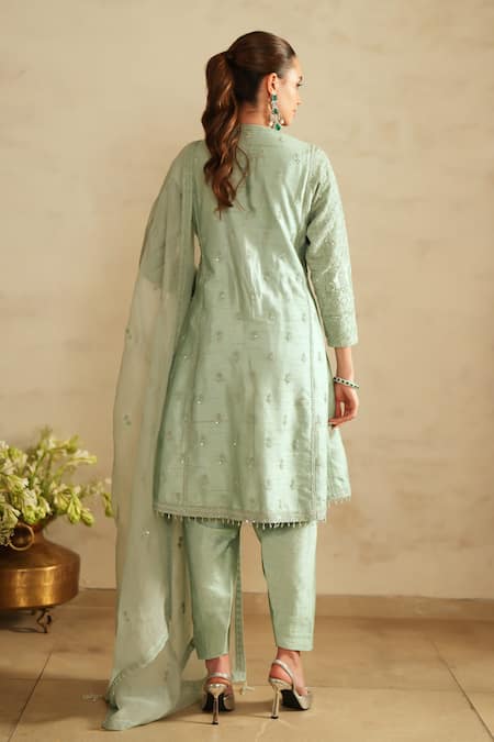 Saisha Aqua Blue Jhalak Silk Kurta Set 