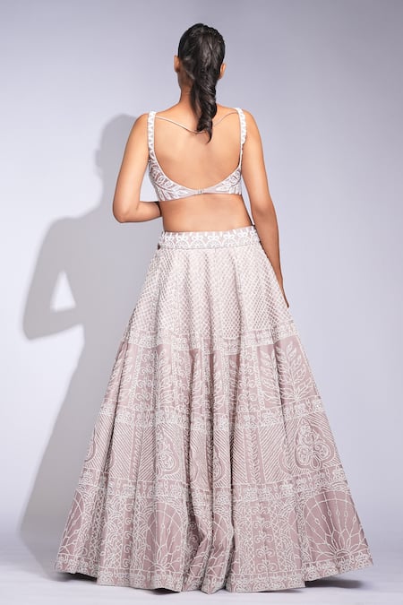 Shruti S Rose Gold Embroidered Lehenga Set 