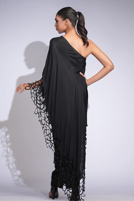 Shruti S Black Silk Kaftan Set  
