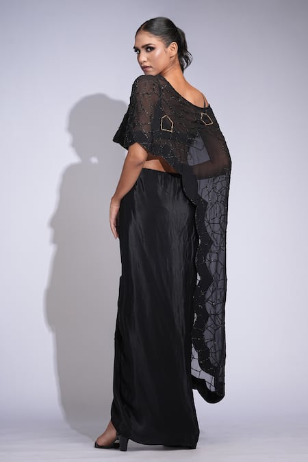 Shruti S Black Up-Cycled Sequins Dhoti Set 