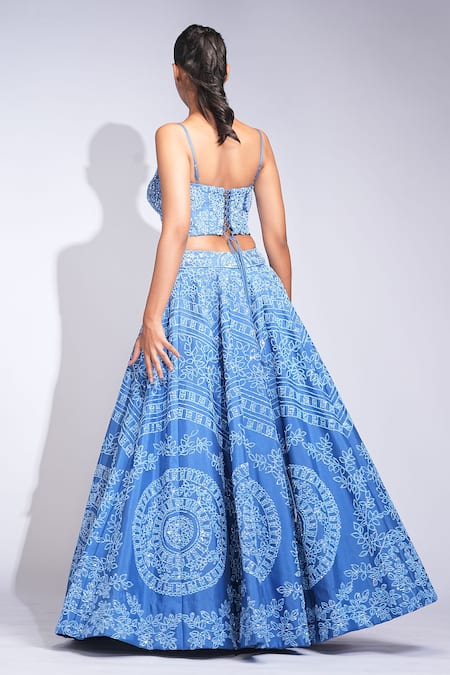 Shruti S Blue Sequined Lehenga Set 