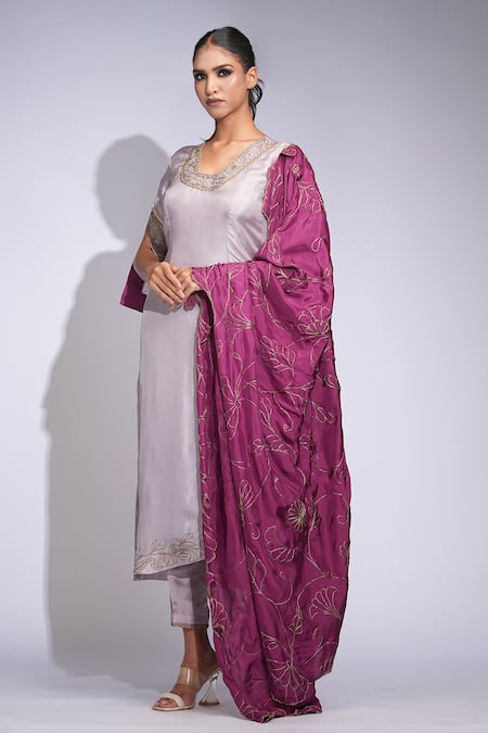 Buy Shruti S Purple Silk, Organza Zari, Embroidery Kurta Pant Set Online at Aza Fashions Buy_Shruti S_Purple Silk, Organza Zari, Embroidery Kurta Pant Set _Online_at_Aza_Fashions
