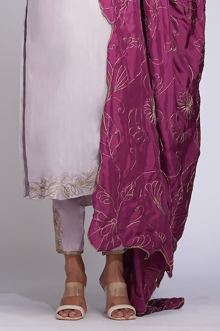 Shop Shruti S Purple Silk, Organza Zari, Embroidery Kurta Pant Set Online at Aza Fashions Shop_Shruti S_Purple Silk, Organza Zari, Embroidery Kurta Pant Set _Online_at_Aza_Fashions
