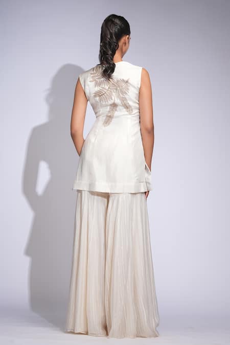 Shruti S Embroidered Off-White Kurta Sharara Set 