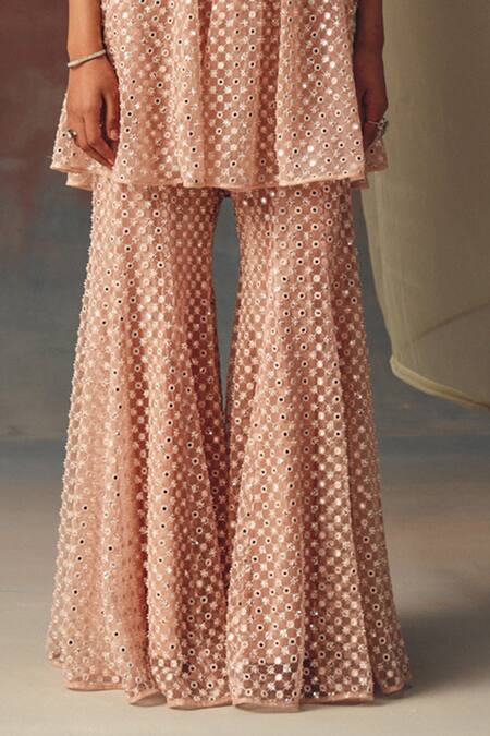 Shop_Twenty Nine_Blush Net Pink Designer Bootcut Pant _Online_at_Aza_Fashions