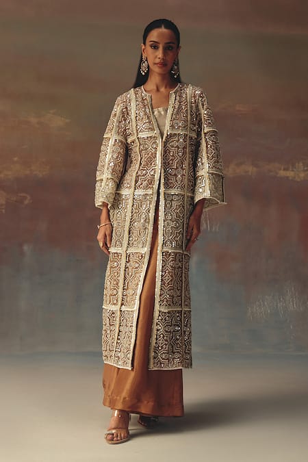 Twenty Nine_Gold Tissue Palazzo _at_Aza_Fashions