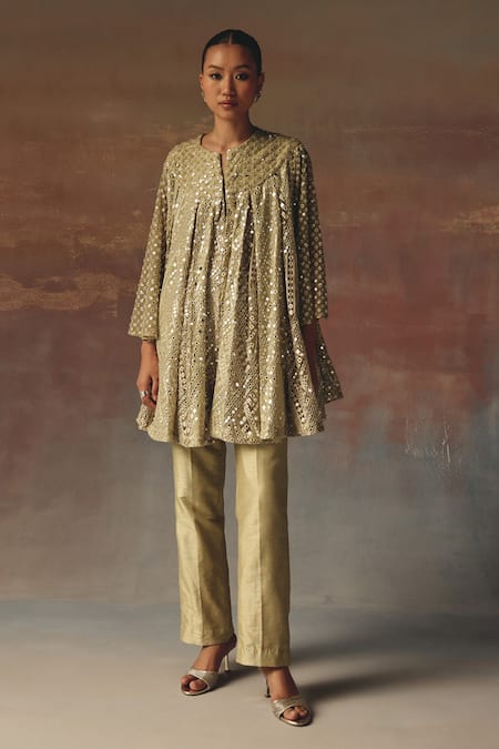 Twenty Nine Green Dupion Sage Dupian Straight Pant