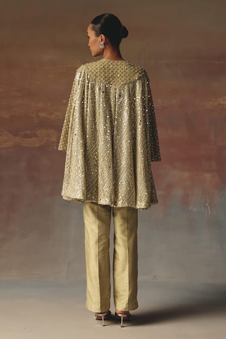 Shop_Twenty Nine_Green Dupion Sage Dupian Straight Pant _at_Aza_Fashions