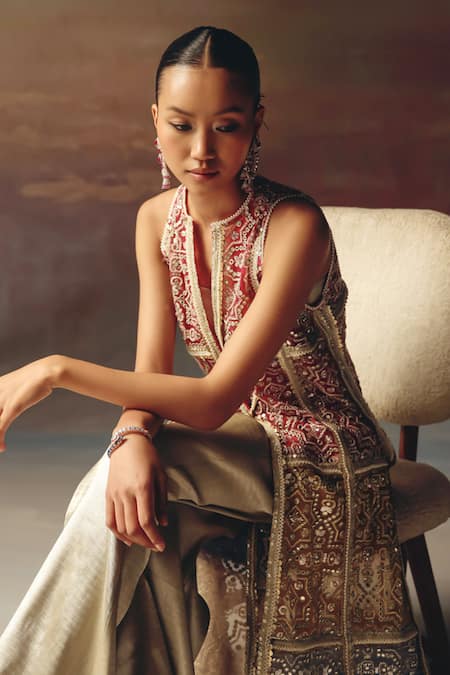 Twenty Nine_Silver Brocade Designer Palazzo _Online_at_Aza_Fashions