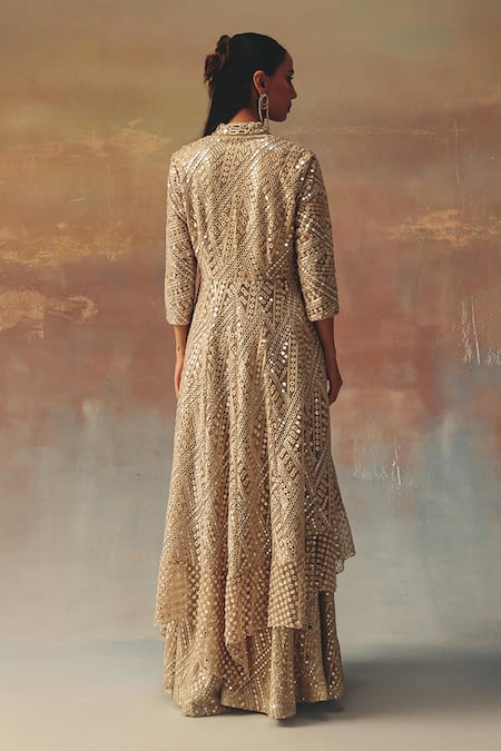 Twenty Nine Light Gold Asymmetric Peplum Jacket 