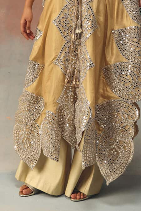 Buy_Twenty Nine_Gold Brocade Sequins, Embroidery Designer Palazzo _Online_at_Aza_Fashions