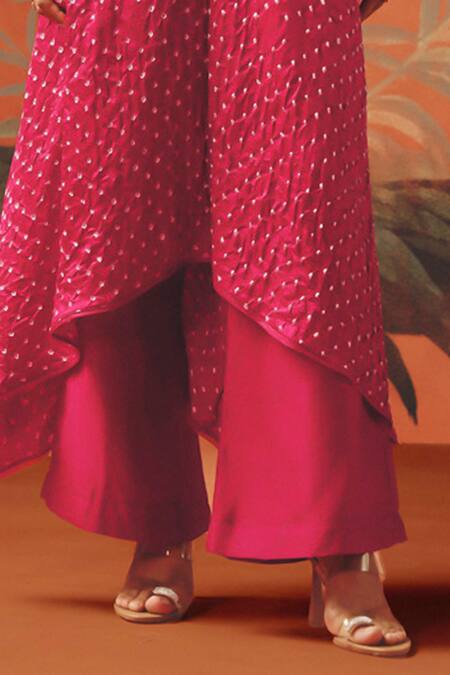 Twenty Nine_Red Chanderi Mirrors, Embroidery Wild Berry Palazzo _Online_at_Aza_Fashions