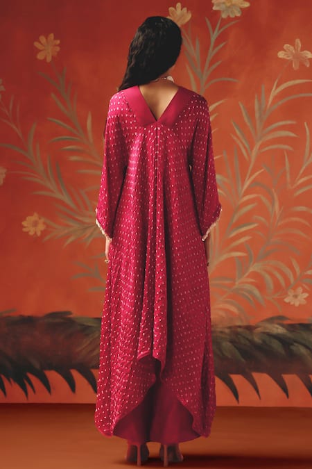 Shop_Twenty Nine_Red Chanderi Mirrors, Embroidery Wild Berry Palazzo _at_Aza_Fashions