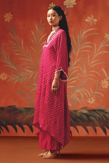 Shop_Twenty Nine_Red Chanderi Mirrors, Embroidery Wild Berry Palazzo _Online_at_Aza_Fashions