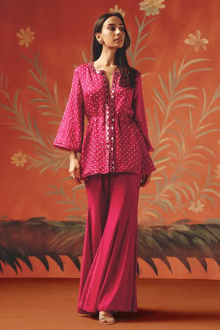 Shop_Twenty Nine_Red Linen Wild Berry Bootcut Pant _Online_at_Aza_Fashions