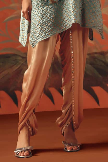 Twenty Nine Peach Satin Dhoti Pant Online at Aza Fashions Twenty Nine_Peach Satin Dhoti Pant _Online_at_Aza_Fashions