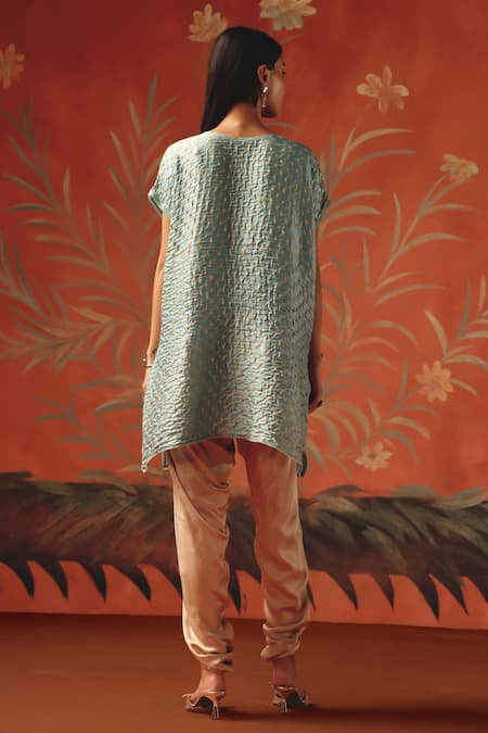 Shop Twenty Nine Peach Satin Dhoti Pant at Aza Fashions Shop_Twenty Nine_Peach Satin Dhoti Pant _at_Aza_Fashions