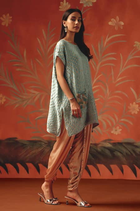 Shop Twenty Nine Peach Satin Dhoti Pant Online at Aza Fashions Shop_Twenty Nine_Peach Satin Dhoti Pant _Online_at_Aza_Fashions