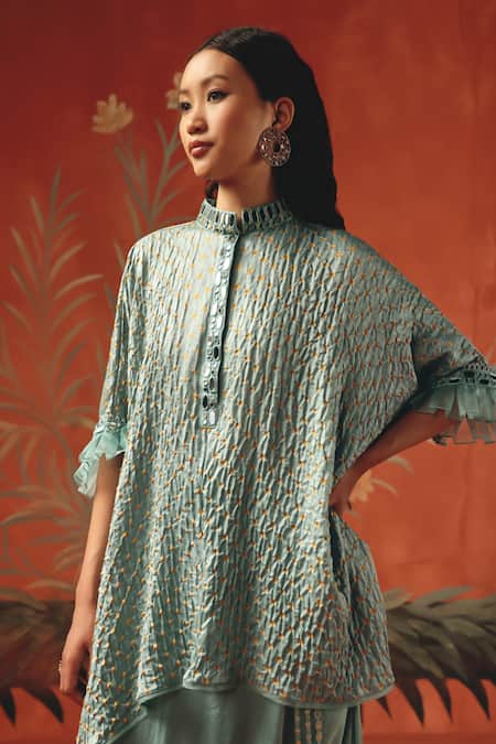 Buy_Twenty Nine_Blue Satin Sea Foam Dhoti Pant 