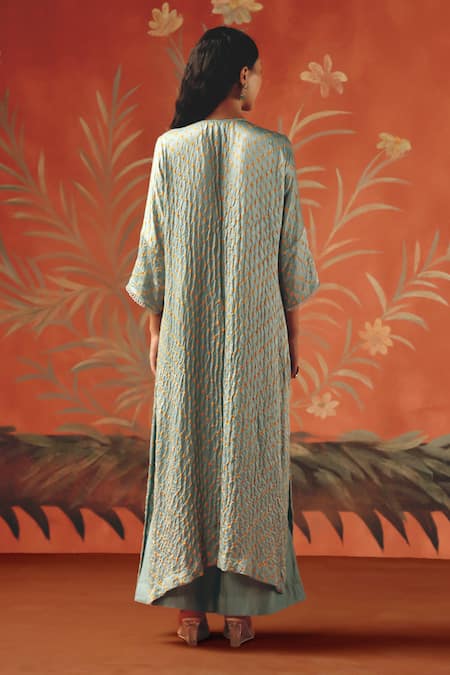 Shop_Twenty Nine_Blue Chanderi Beads, Embroidery Sea Foam Palazzo _at_Aza_Fashions
