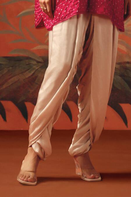 Shop_Twenty Nine_Peach Satin Dhoti Pant _Online_at_Aza_Fashions