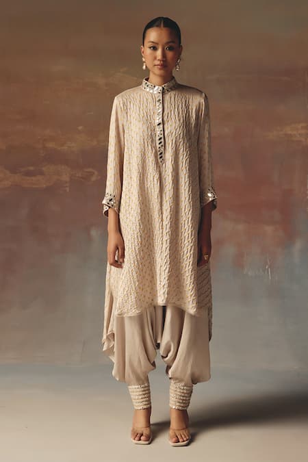 Twenty Nine Off White Satin Moon Dust Dhoti Pant at Aza Fashions Twenty Nine_Off White Satin Moon Dust Dhoti Pant _at_Aza_Fashions