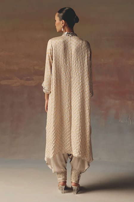 Shop Twenty Nine Off White Satin Moon Dust Dhoti Pant at Aza Fashions Shop_Twenty Nine_Off White Satin Moon Dust Dhoti Pant _at_Aza_Fashions