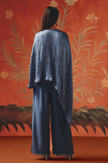 Shop_Twenty Nine_Blue Tulle, Satin Twilight Pant _at_Aza_Fashions