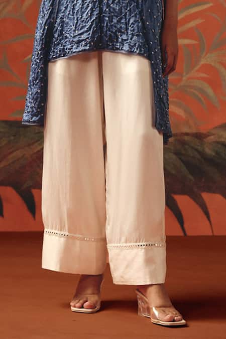 Twenty Nine Ivory Tulle, Satin Palazzo Online at Aza Fashions Twenty Nine_Ivory Tulle, Satin Palazzo _Online_at_Aza_Fashions