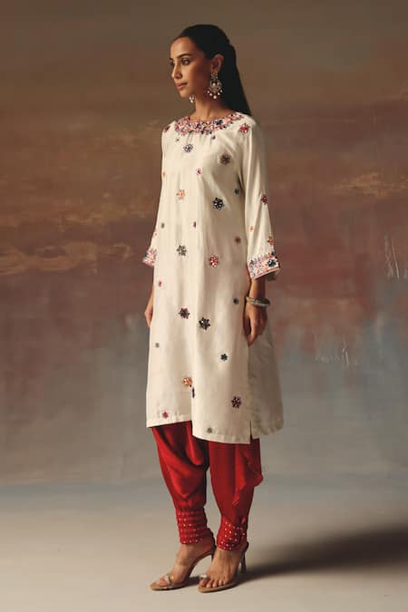 Buy_Twenty Nine_Red Satin Dhoti Pant _Online_at_Aza_Fashions