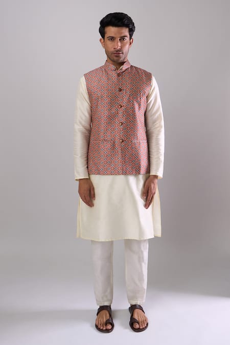 Arihant Rai Sinha_Red Digital Print Bundi _at_Aza_Fashions