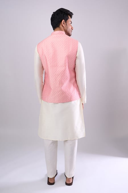 Arihant Rai Sinha Pink Poly Jacquard Bundi 