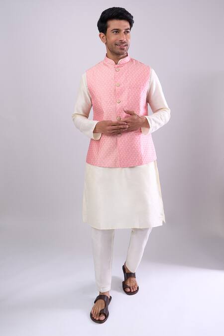 Buy Arihant Rai Sinha Pink Polyester, Jacquard Poly Bundi Online at Aza Fashions Buy_Arihant Rai Sinha_Pink Polyester, Jacquard Poly Bundi _Online_at_Aza_Fashions