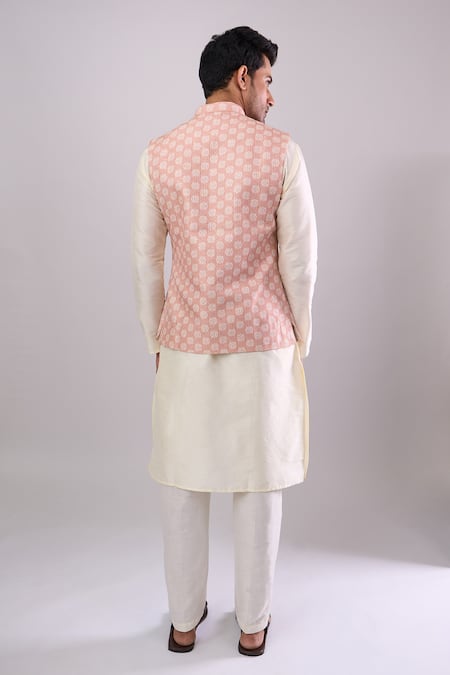 Arihant Rai Sinha Peach Poly Digital Pattern Bundi 