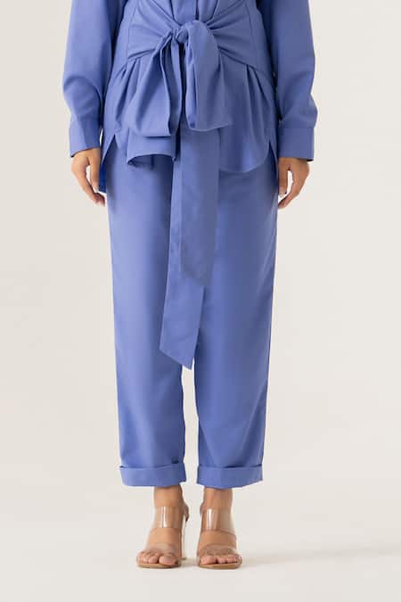 Buy_K-Anshika_Sky Blue Cotton Applique Collared Floral Co-ord Set _Online_at_Aza_Fashions