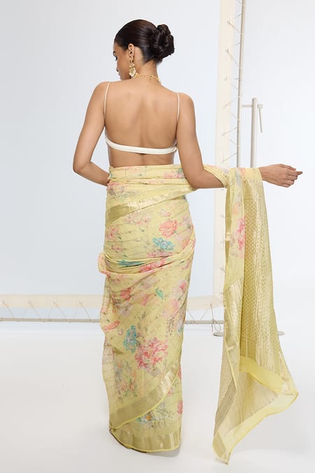 Ekaya Banaras Printed Georgette Saree With Running Blouse 