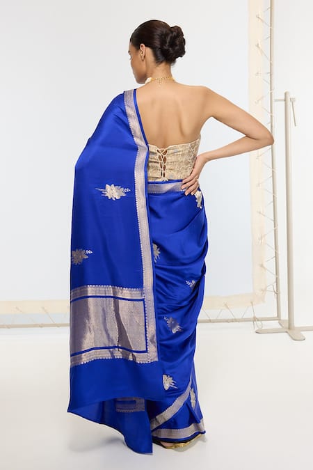 Ekaya Banaras Kadwa Pattern Satin Silk Saree With Running Blouse 
