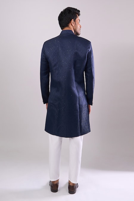 Arihant Rai Sinha Navy Blue Sequence Embroidered Sherwani Set 