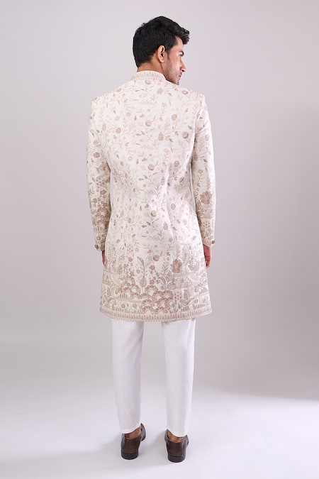 Arihant Rai Sinha Embroidered Base Off-White Sherwani Set 