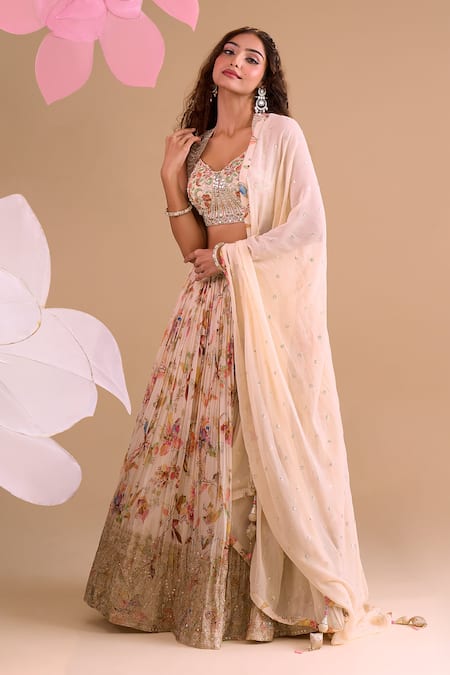 Samyukta Singhania Floral Hand Embroidered Lehenga Set 