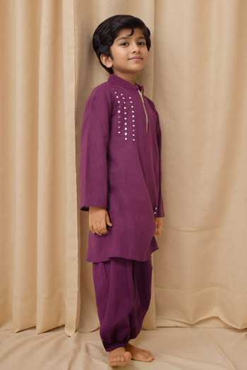 Buy Petite Pomme Purple Cotton Mirrors Work Kurta Set Online at Aza Fashions Buy_Petite Pomme_Purple Cotton Mirrors Work Kurta Set _Online_at_Aza_Fashions