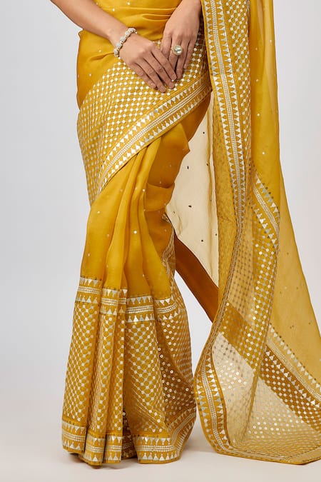 Priyal Prakash_Mustard Silk Organza, Chanderi, _at_Aza_Fashions